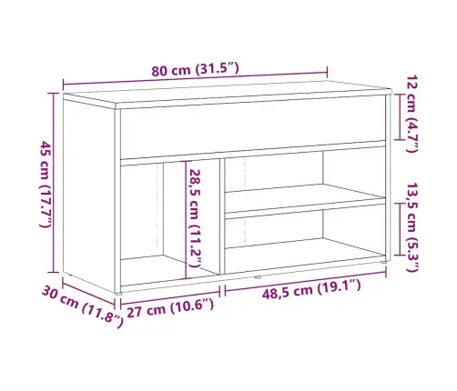 Kingapink Vana Puit 80X30X45 Cm Engineered Wood