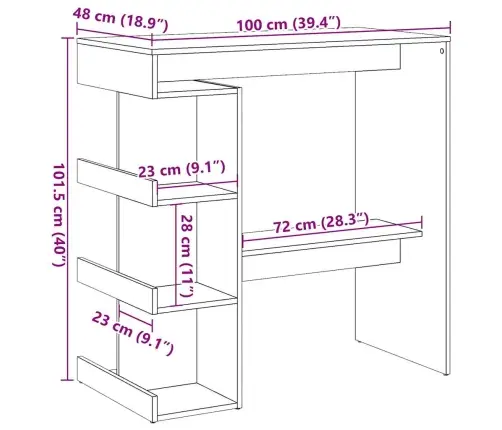 Bāra Galds Ar Plauktu, Veca Koka, 100X48X101,5 Cm Vidaxl