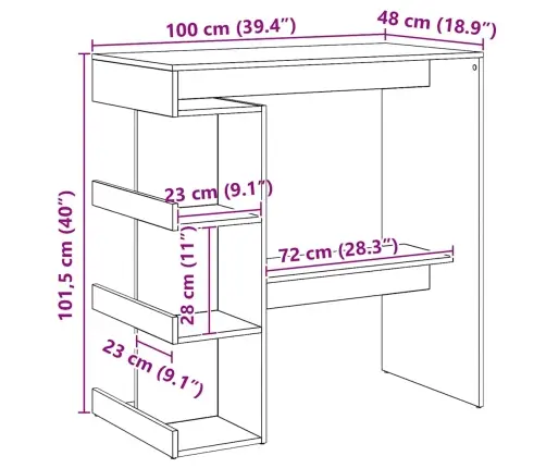 Baarilaud Riiuliga, Käsitöötamm, 100X48X101,5 Cm