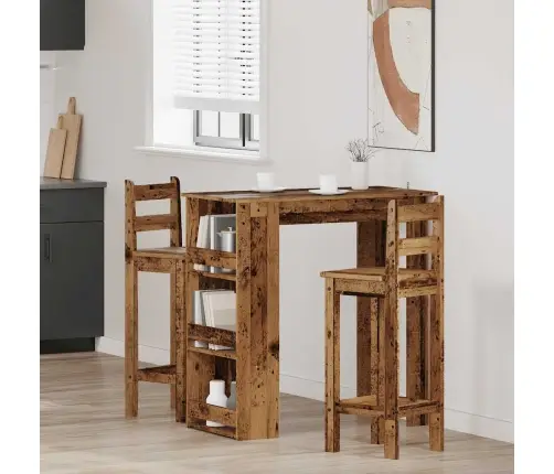 Baro Stalas Su Laikymo Lentyna Sena Mediena 102X50X103,5 Cm