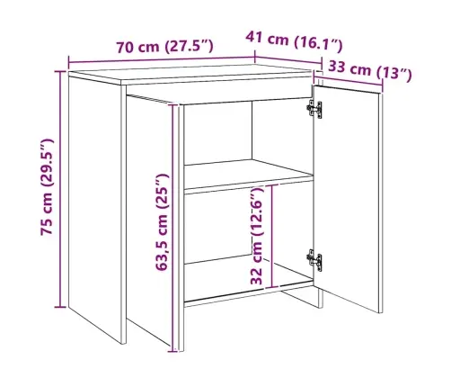 Kumode, Koka Krāsa, 70X41X75 Cm, Inženierijas Koks Vidaxl