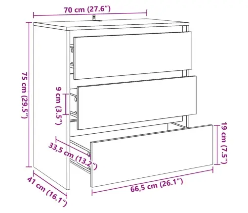 Šoninė Spintelė, Medienos, 70X41X75 cm Apdirbta Mediena