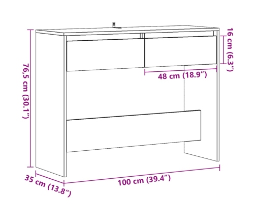Konsoles Galdiņš, Veca Koka, 100X35X76,5 Cm, Inženierijas Koks Vidaxl