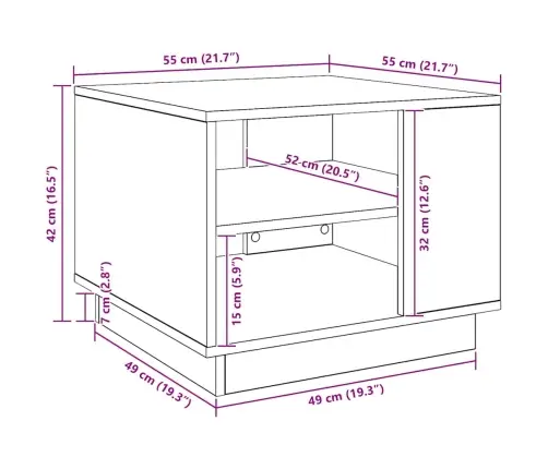 Kafijas Galdiņš Artisan Ozols 55X55X42 Cm Engineered Wood Vidaxl