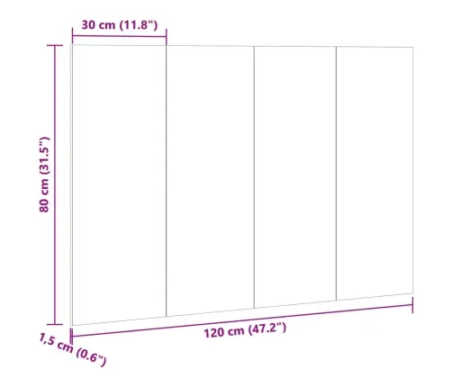 Gultas Galvgalis, Veca Koka, 120X1,5X80 Cm, Inženierijas Koks Vidaxl