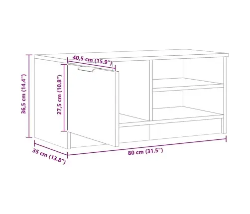 Tv Skapītis, Koka Krāsā, 80X35X36,5 Cm, Inženierijas Koks Vidaxl