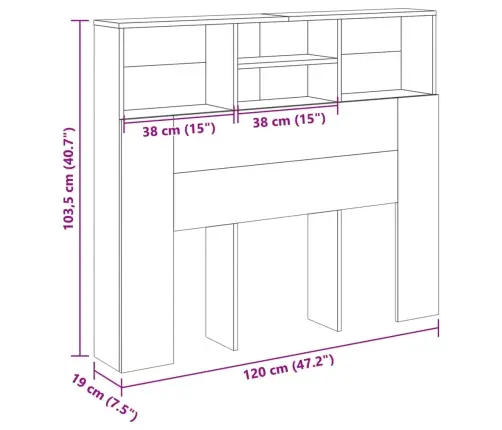 Gultas Galvgalis Ar Plauktu, 120X19X103,5 Cm, Inženierijas Koks Vidaxl
