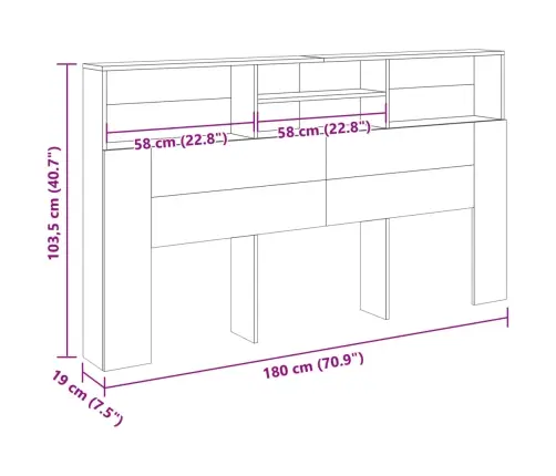 Galvgaļa Skapis Artisan Ozols 180X19X103,5 Cm Inženierijas Koks Vidaxl