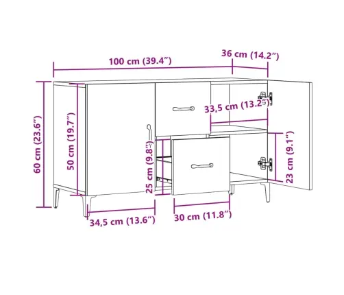 Šoninė Spintelė, Medienos, 100X36X60cm Apdirbta Mediena