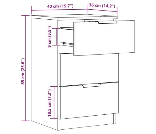Naktsskapītis, Koka Krāsa, 40X36X65 Cm, Inženierijas Koks Vidaxl