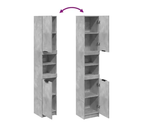 Vannasistabas Skapis, Pelēks, 32X34X188,5 Cm, Inženierijas Koks Vidaxl