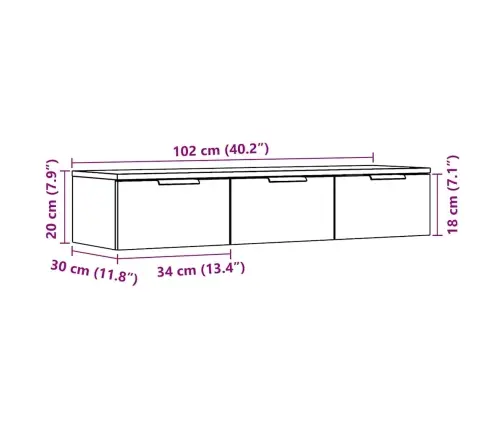 Sieninė Spinta Old Wood 102X30X20 Cm Inžinierinė Mediena