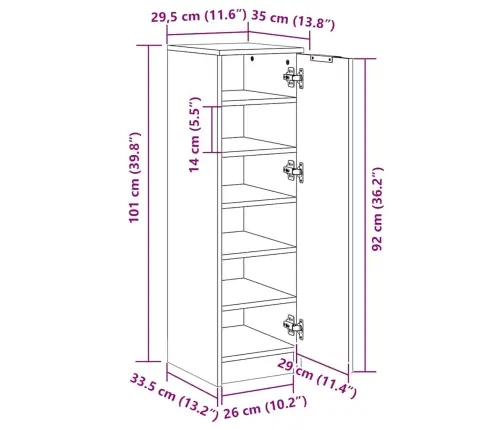 Apavu Skapītis, Veca Koka, 29,5X35X100,5 Cm, Konstruēts Koks Vidaxl