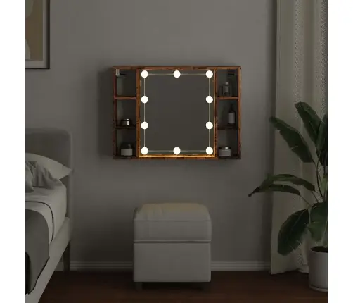 Spoguļskapītis Ar Led Veca Koka 76X15X55 Cm Inženierijas Koks Vidaxl