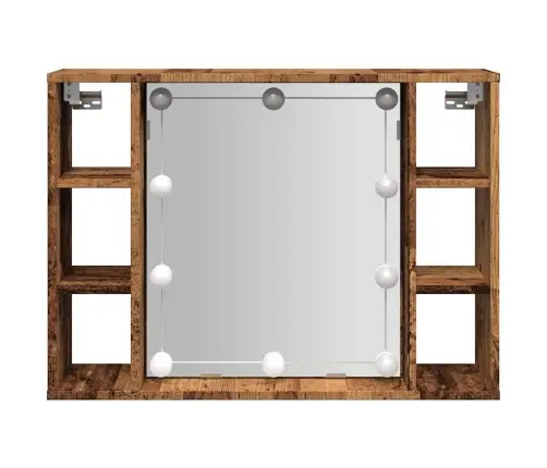 Spoguļskapītis Ar Led Veca Koka 76X15X55 Cm Inženierijas Koks Vidaxl