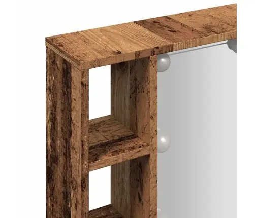 Spoguļskapītis Ar Led Veca Koka 76X15X55 Cm Inženierijas Koks Vidaxl