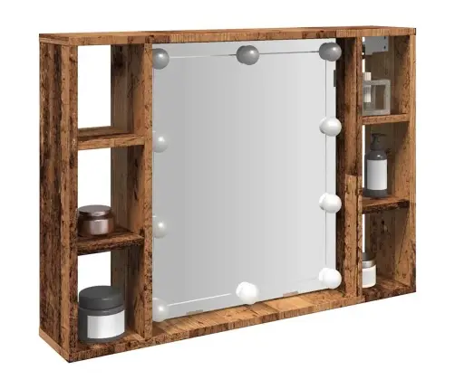 Spoguļskapītis Ar Led Veca Koka 76X15X55 Cm Inženierijas Koks Vidaxl