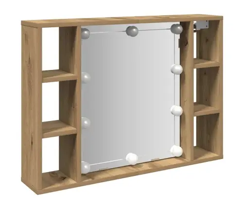 Spoguļskapītis Ar Led Koka Krāsa 76X15X55 Cm Inženierijas Koks Vidaxl