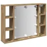 Spoguļskapītis Ar Led Koka Krāsa 76X15X55 Cm Inženierijas Koks Vidaxl