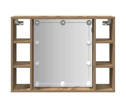 Spoguļskapītis Ar Led Koka Krāsa 76X15X55 Cm Inženierijas Koks Vidaxl