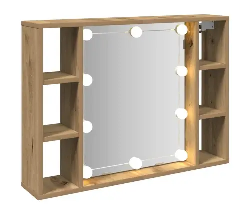 Spoguļskapītis Ar Led Koka Krāsa 76X15X55 Cm Inženierijas Koks Vidaxl