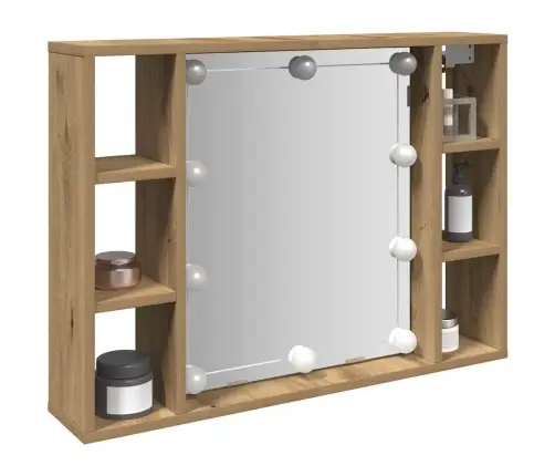 Spoguļskapītis Ar Led Koka Krāsa 76X15X55 Cm Inženierijas Koks Vidaxl