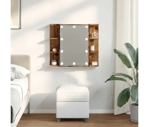 Spoguļskapis Ar Led Old Wood 70X16,5X60 Cm Vidaxl
