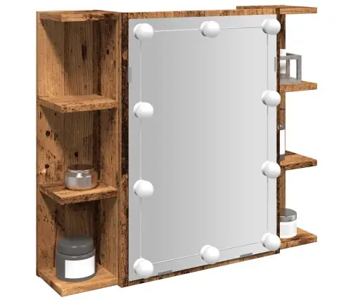 Spoguļskapis Ar Led Old Wood 70X16,5X60 Cm Vidaxl