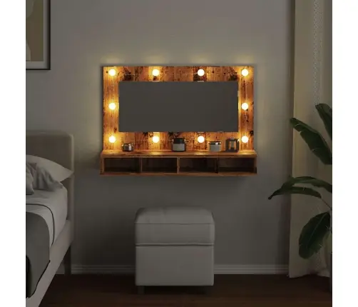 Spoguļskapis Ar Led Old Wood 90X31,5X62 Cm Vidaxl