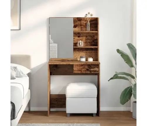 Tualetes Galdiņš Ar Spoguli Veca Koka 74,5X40X141 Cm Vidaxl