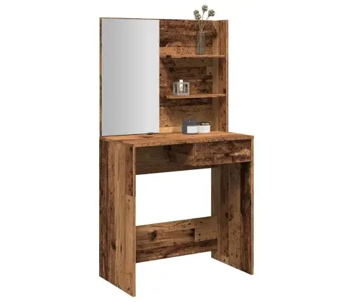 Tualetes Galdiņš Ar Spoguli Veca Koka 74,5X40X141 Cm Vidaxl