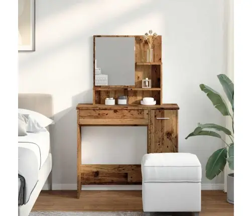 Tualettlaud Peegliga Vana Puit 86,5X35X136 Cm