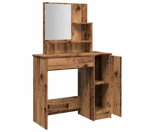 Tualettlaud Peegliga Vana Puit 86,5X35X136 Cm