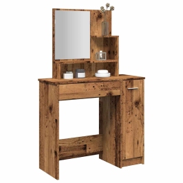 Tualetes Galdiņš Ar Spoguli Veca Koka 86,5X35X136 Cm Vidaxl