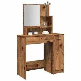 Tualettlaud Peegliga Vana Puit 86,5X35X136 Cm