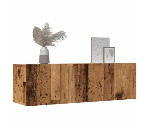 Sieninės Tv Spintelės, 2Vnt., Sendintos Medienos, 100X30X30Cm
