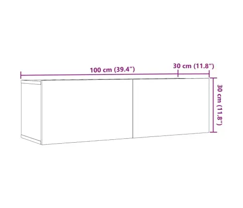 Sieninės Tv Spintelės, 2Vnt., Sendintos Medienos, 100X30X30Cm