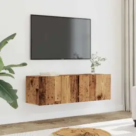 Sieninės Tv Spintelės, 2Vnt., Sendintos Medienos, 100X30X30Cm