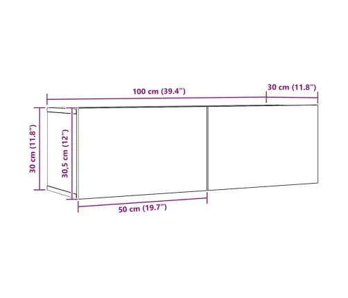 Sienas Tv Skapīši, 2 Gab., Koka Krāsa, 100X30X30 Cm Vidaxl Sienas Tv Skapīši, 2 Gab., Koka Krāsa, 100X30X30 Cm Vidaxl