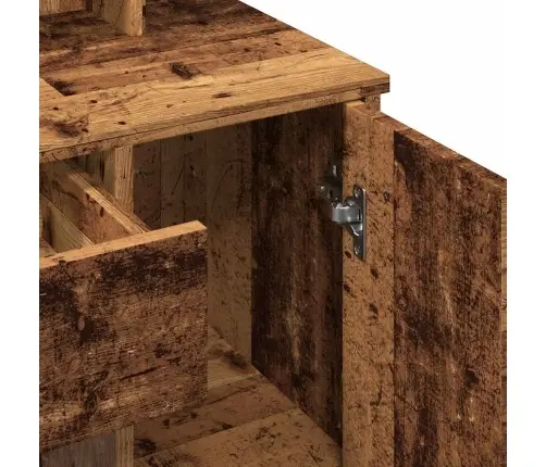 Spoguļgaldiņš Ar Led, Veca Koka, 86,5X35X136 Cm Vidaxl