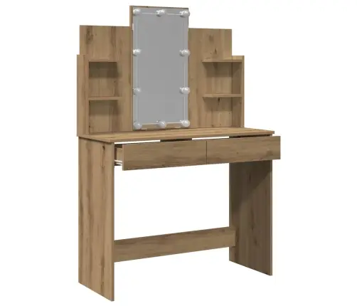 Spoguļgaldiņš Ar Led, Koka Krāsa, 96X40X142 Cm Vidaxl