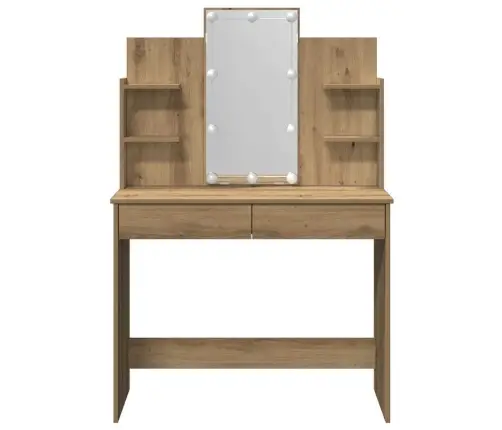 Spoguļgaldiņš Ar Led, Koka Krāsa, 96X40X142 Cm Vidaxl