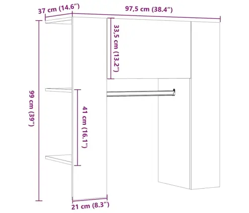 Gaiteņa Skapītis, Koka Krāsa, 97,5X37X99 Cm, Inženierijas Koks Vidaxl