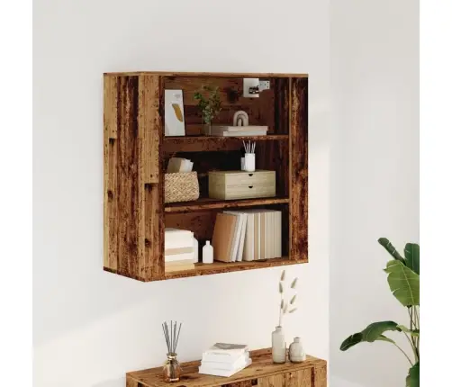 Sienas Plaukts, Veca Koka, 80X33X80 Cm, Inženierijas Koks Vidaxl