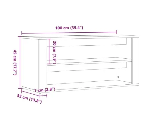 Apavu Plaukts, Veca Koka, 100X35X45 Cm, Inženierijas Koks Vidaxl