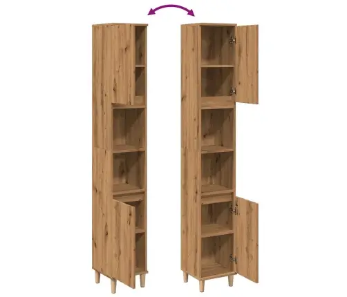 Vannasistabas Skapītis Koka Krāsa 30X30X190Cm Inženierijas Koks Vidaxl