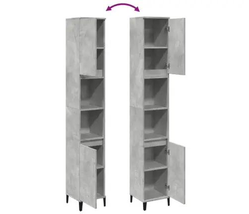 Vannasistabas Skapis, Pelēks, 30X30X190 Cm, Inženierijas Koks Vidaxl