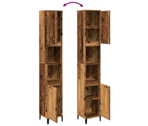 Vannasistabas Skapītis Veca Koka 30X30X190 Cm Inženierijas Koks Vidaxl