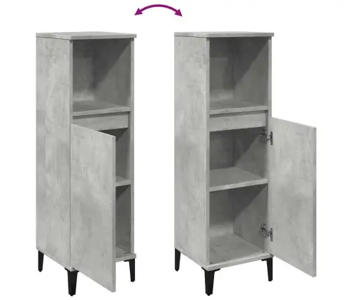 Vonios Kambario Spintelė, Betono Pilka, 30X30X100cm Mediena