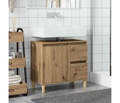 Izlietnes Skapītis, Koka Krāsa, 65X33X60 Cm, Inženierijas Koks Vidaxl